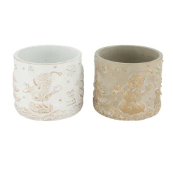 Natural Collections Vazen En Potten<Pot cement brushed gold 12 x 10 cm 2 assorti