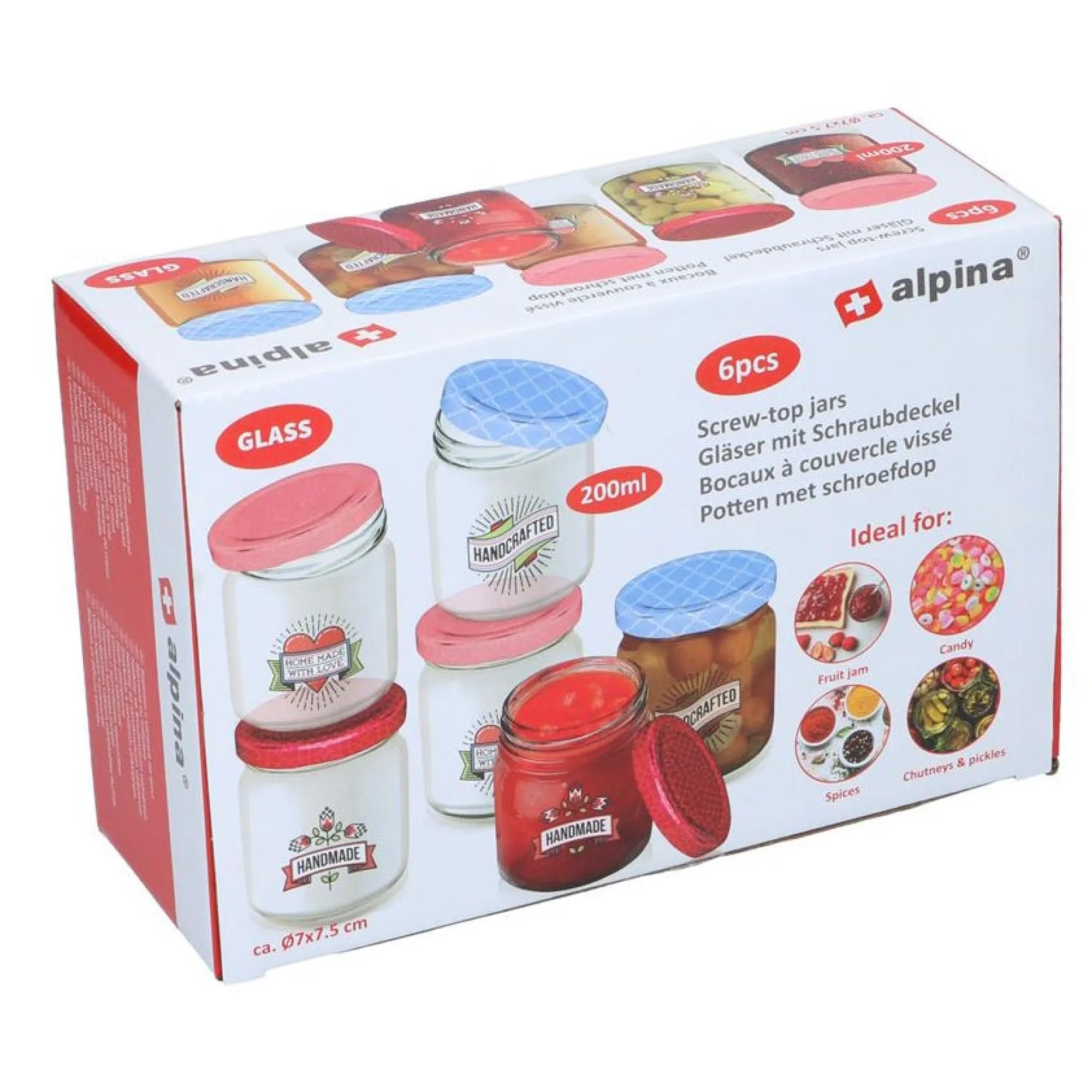 Alpina Opbergen<Pot+schroefdop 6st assorti