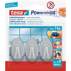 Tesa Bouw<Powerstrips haak S ovaal mat chrome