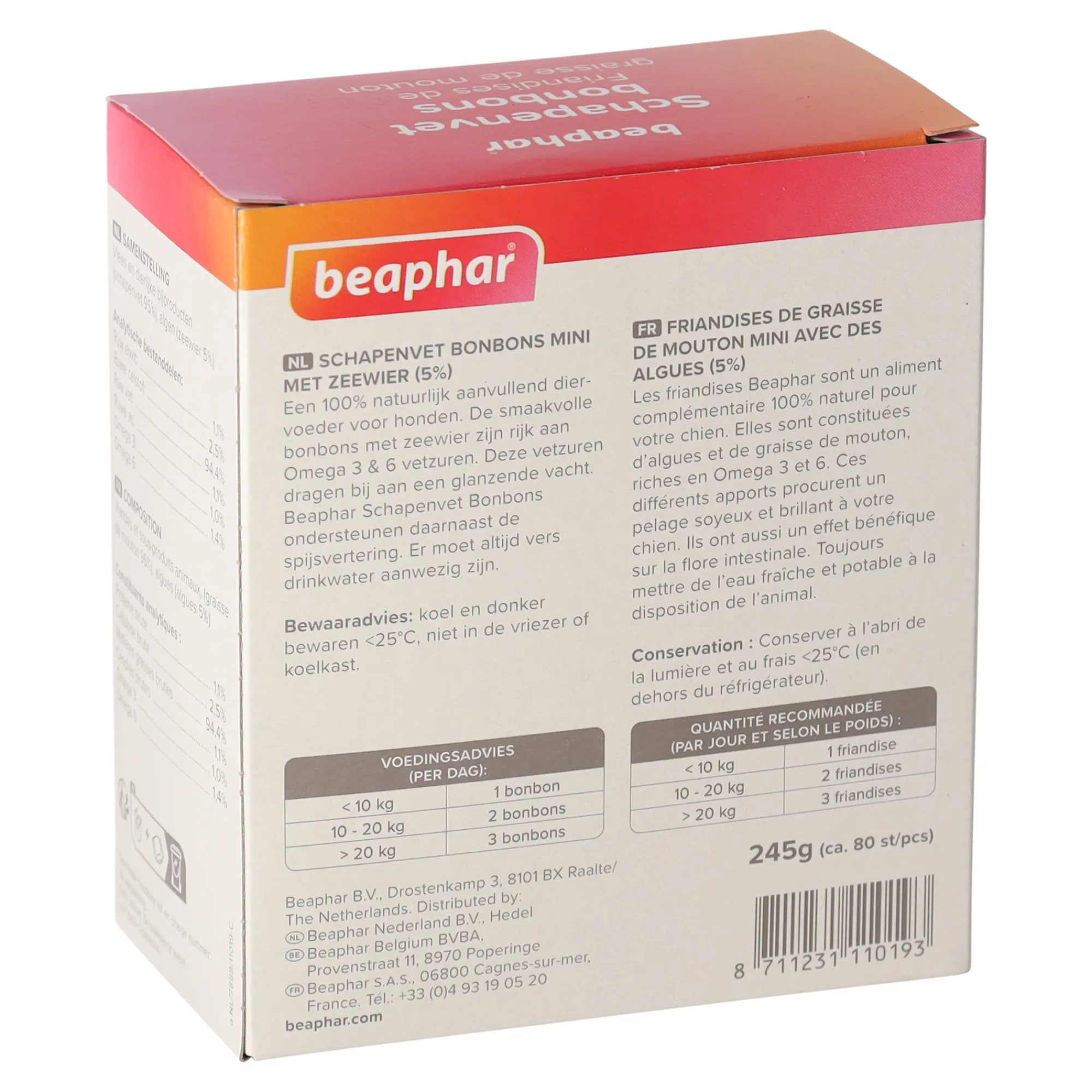 Beaphar Hondensnacks<Schapenvet bonbons mini zeewier