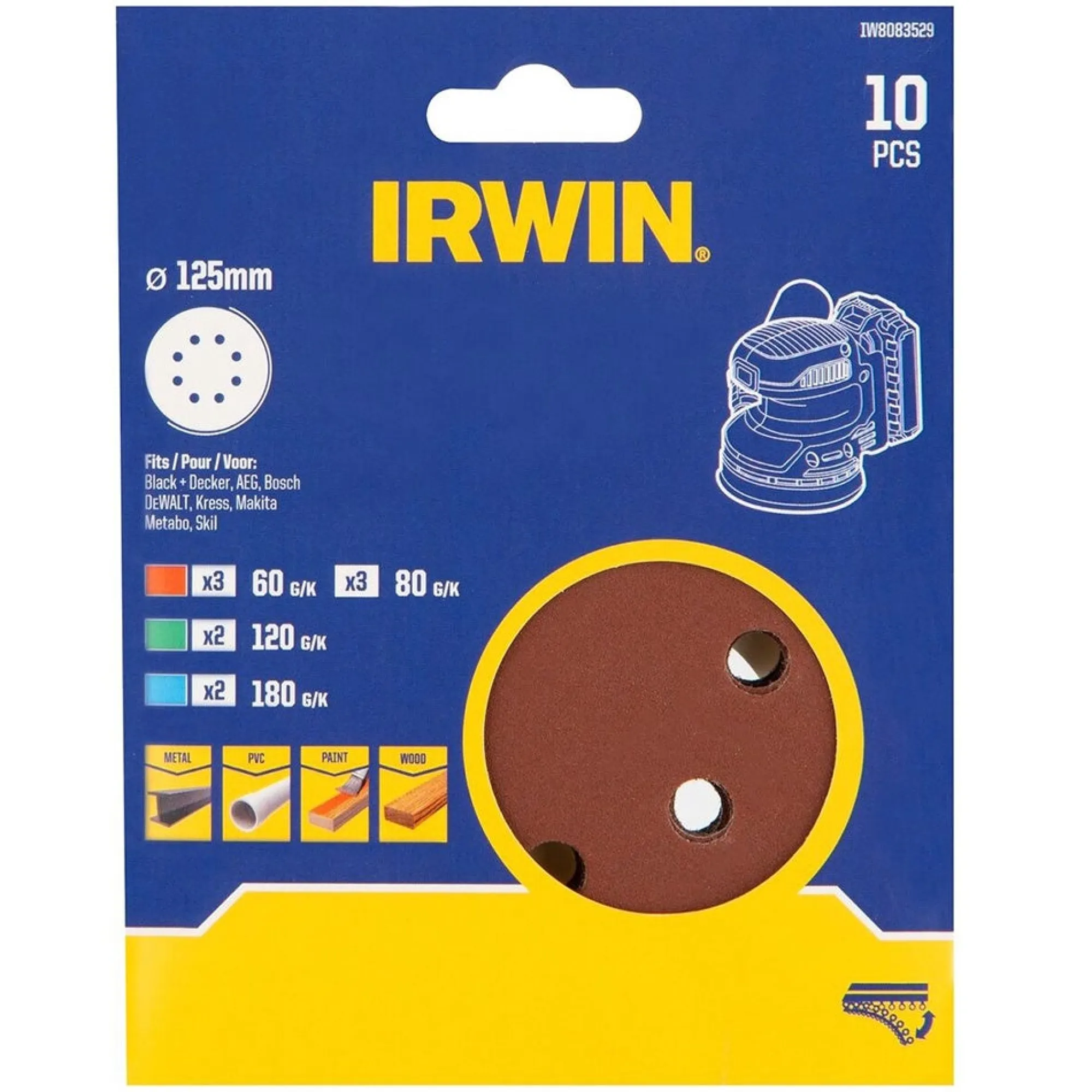 Irwin Toebehoren Elektrisch Gereedschap<Schuurschijf Ø125mm 10st.