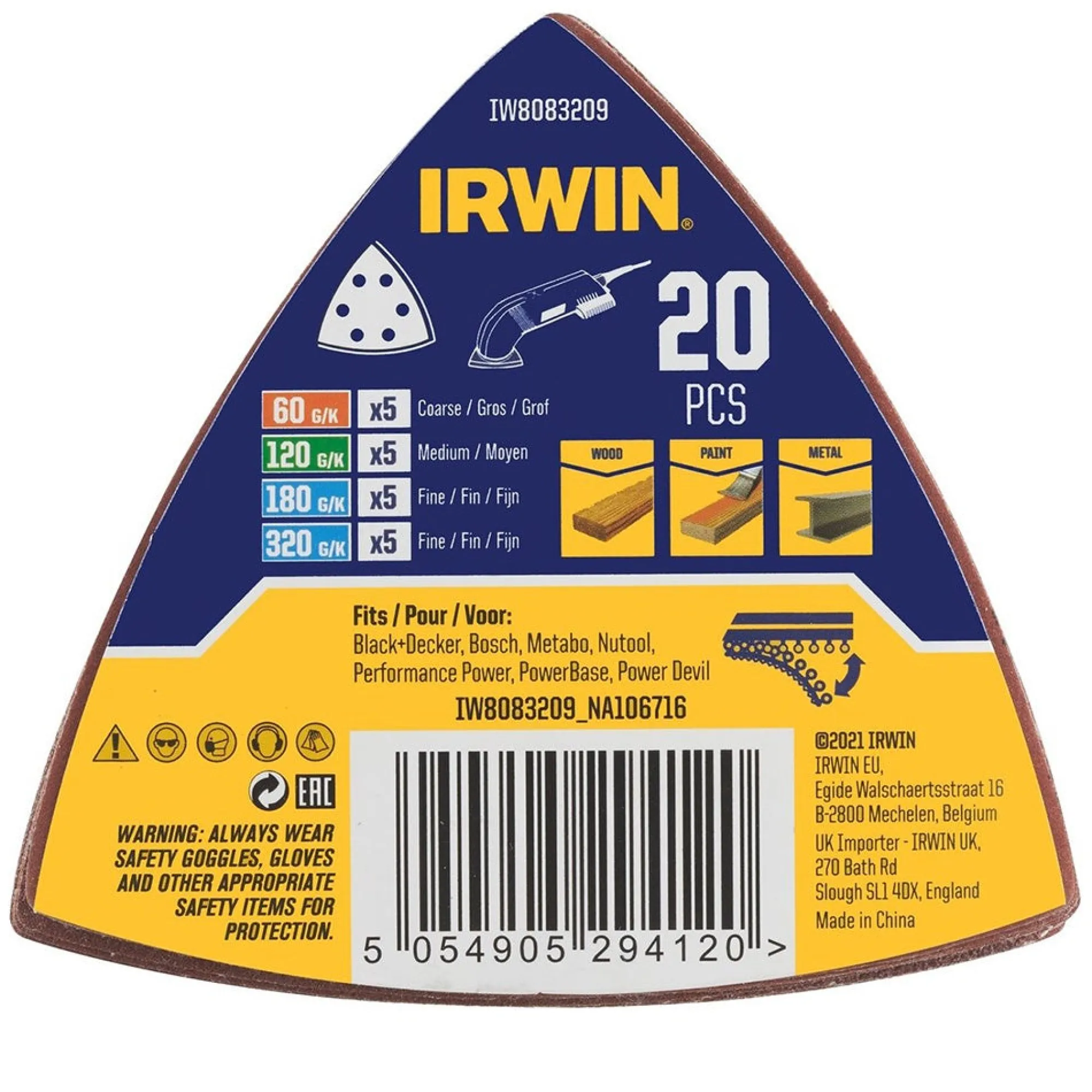 Irwin Toebehoren Elektrisch Gereedschap<Schuurstrook delta 20st.