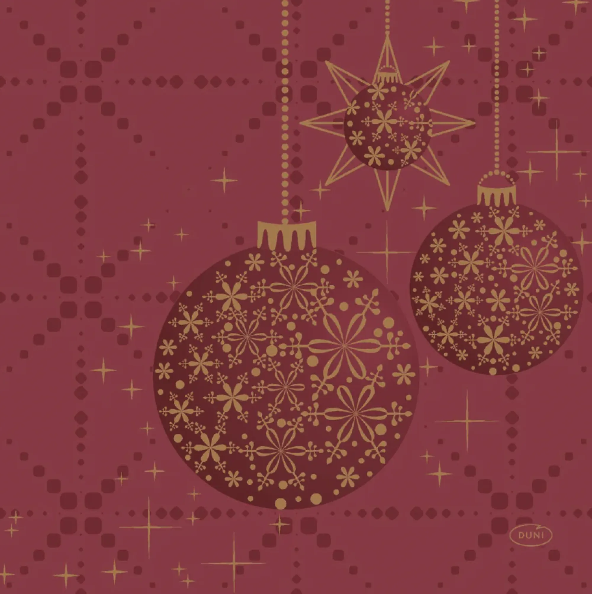 Duni Kerstdecoratie<Servet 33 x 33 cm Gilded Bauble