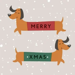 Duni Kerstdecoratie<Servet 33 x 33 cm Merry Dachshund