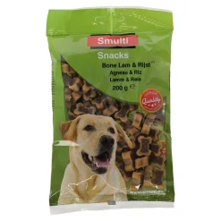 Smulti Hondensnacks<Snack bone lam + rijst 200G
