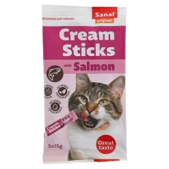 Sanal Kattensnoepjes<Snack kat cream sticks zalm 5St