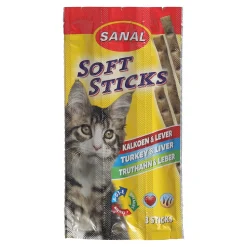 Sanal Kattensnoepjes<Snack kat soft sticks kakoen+lever