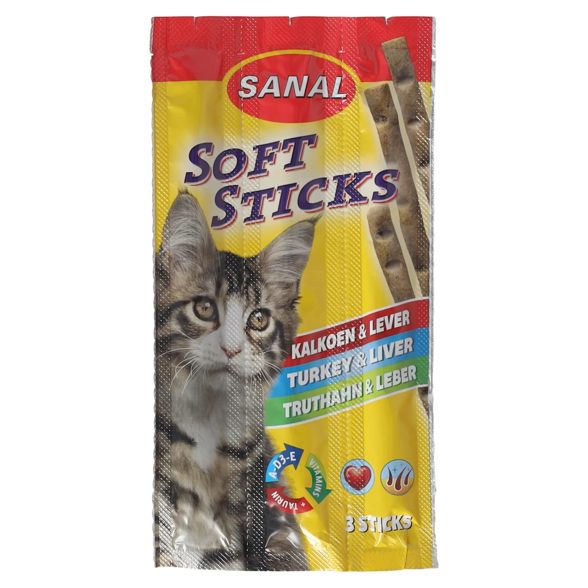 Sanal Kattensnoepjes<Snack kat soft sticks kakoen+lever