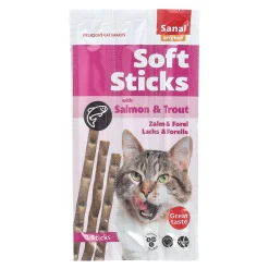 Sanal Kattensnoepjes<Snack kat soft sticks zalm+forel