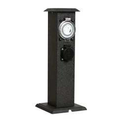 Diamant Buitenverlichting|Buitenverlichting<Sokkel tuincontact + timer 2x230V BE