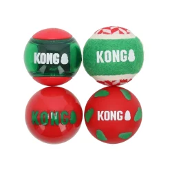 Kong Hondenspeelgoed<Speelgoed hond kerst bal 4 pak M