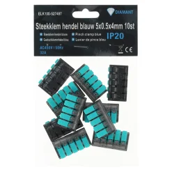 Diamant Installatiemateriaal<Steekklem hendel blauw 5x0.5x4mm 10st