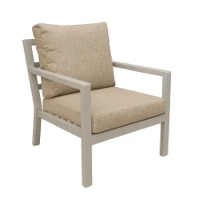 Bois le Duc Tuinstoelen|Loungesets<Stoel Brozzi milky grey met kussens
