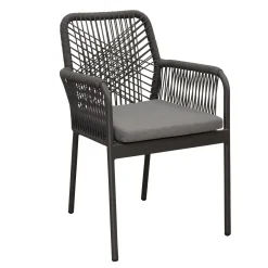 Bois le Duc Tuinstoelen<Stoel Stapel Marone antraciet met kussen