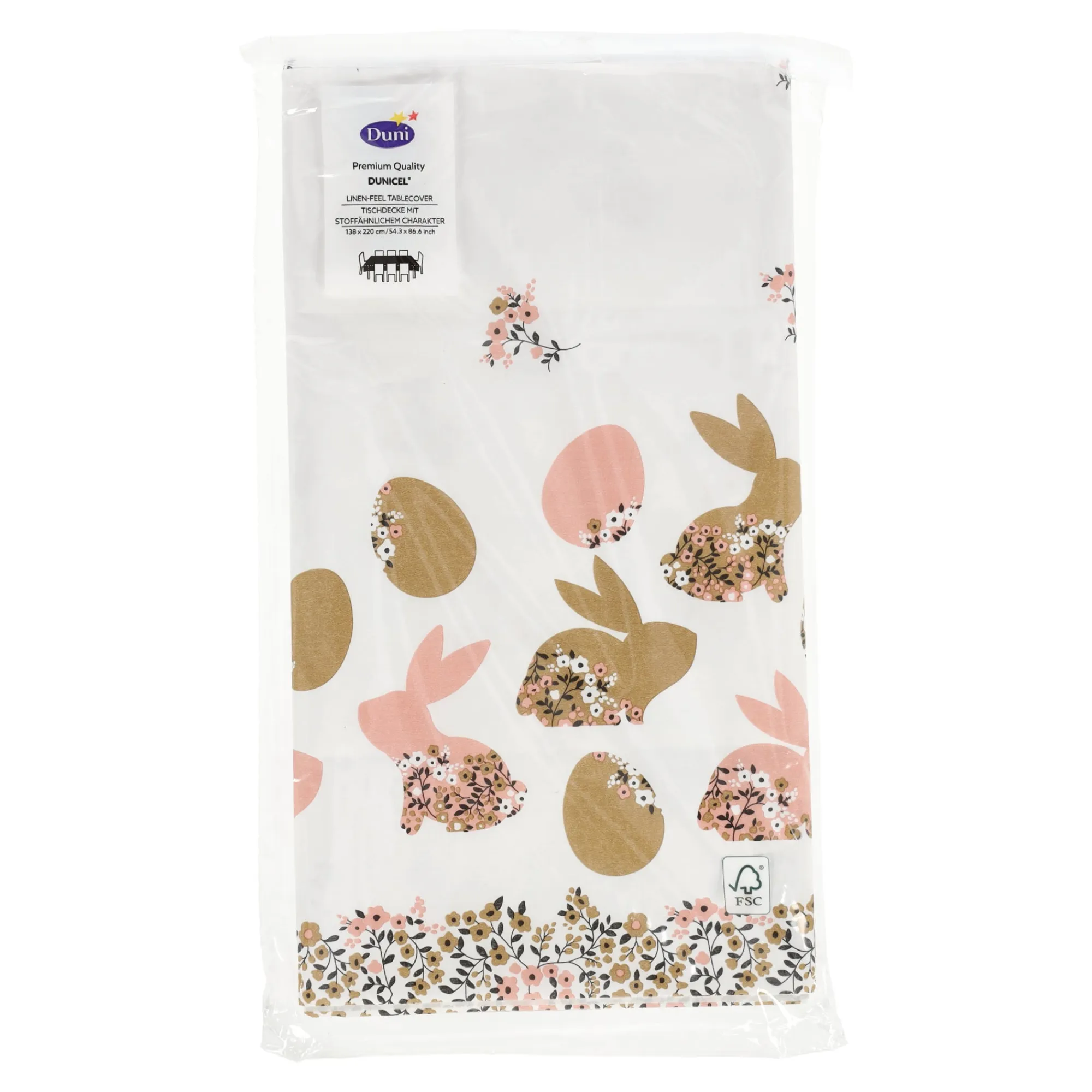 Duni Pasen<Tafelkleed 138x220cm blooming bunnies