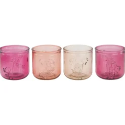 Natural Collections Woondecoratie<Theelicht glas roze 9 x 9 cm 4 assorti