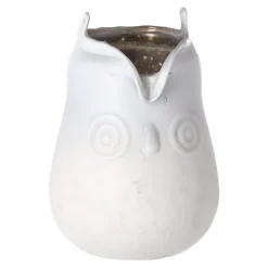 Kaarsen<Theelichth glas uil 13 cm wit
