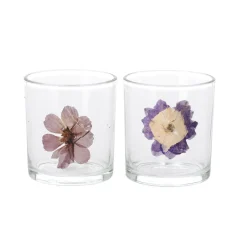 O'malley Kaarsen<Theelichthouder glas bloem 8 cm