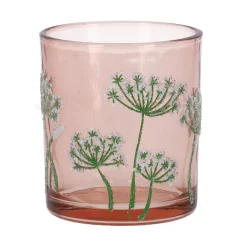 O'malley Kaarsen<Theelichthouder glas bloemen 8 cm