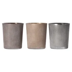 O'malley Kaarsen<Theelichthouder glas rustiek 6 cm 4 assorti