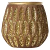 Kaarsen<Theelichthouder glas 10 x 10 cm bruin