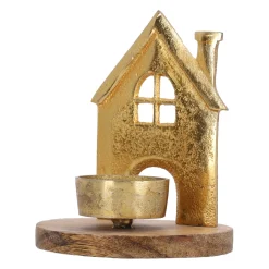 O'malley Kaarsen<Theelichthouder huis mango 13 x 10 cm