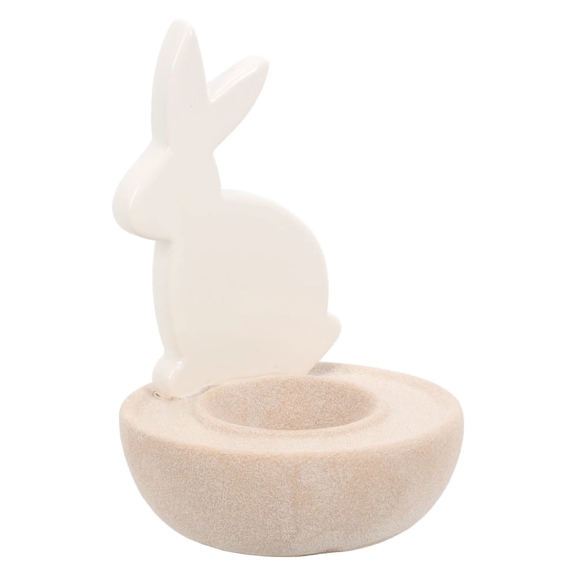 Van Cranenbroek Pasen|Kaarsen<Theelichthouder konijn wit 12cm