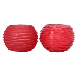 Natural Collections Kaarsen<Theelichthouder van glas rood 10 x 10 x 8 cm