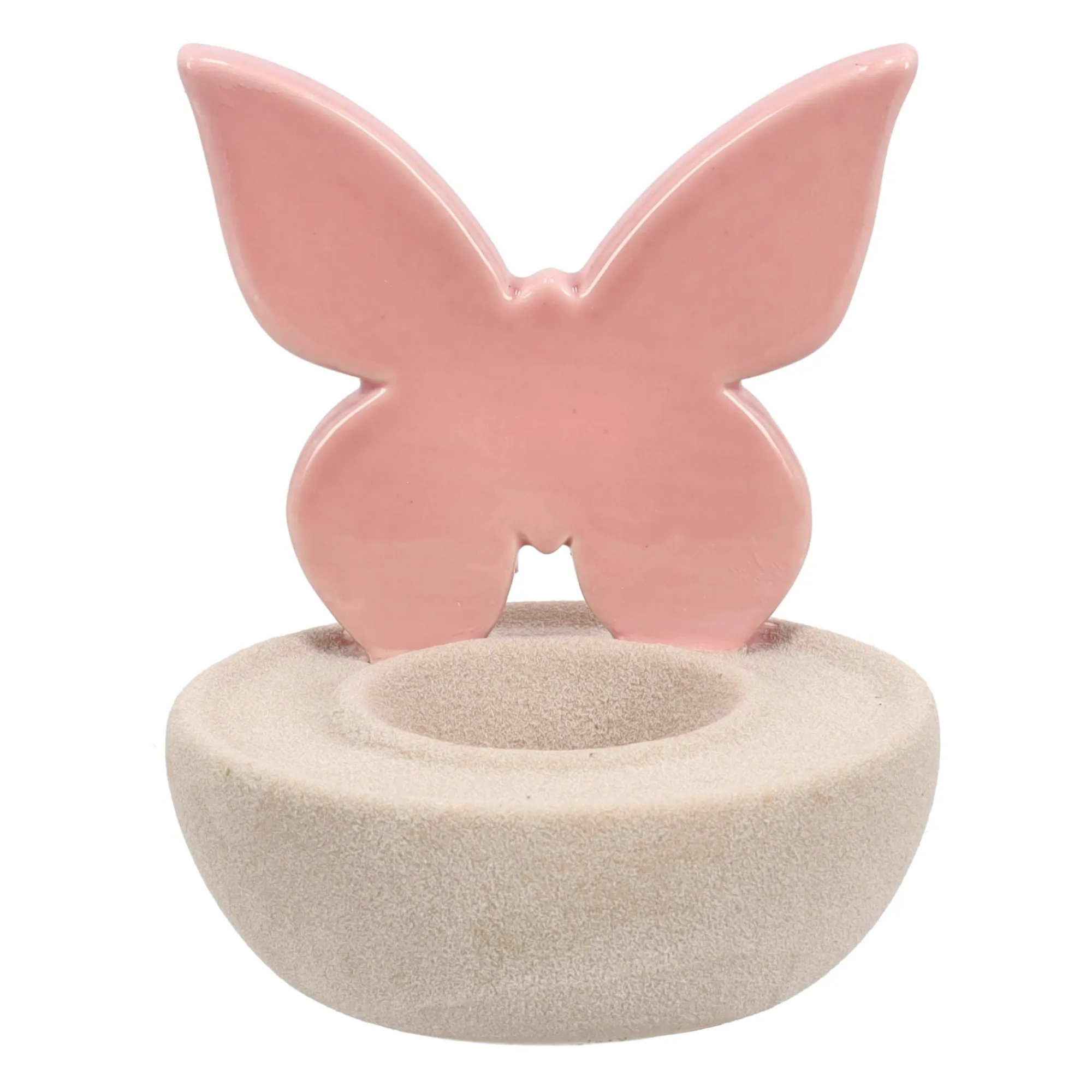 Van Cranenbroek Pasen<Theelichthouder vlinder roze 12cm