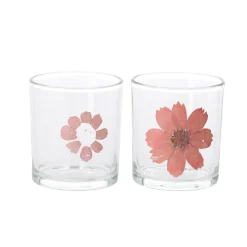 O'malley Kaarsen<Theelichtouder glas bloem roze 8 cm