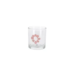 O'malley Kaarsen<Theelichtouder glas bloem roze 8 cm