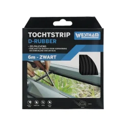 Westham Woondecoratie<Tochtstrip D rubber 6 m zwart