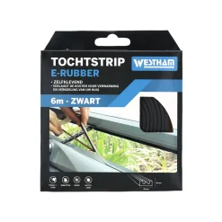 Westham Woondecoratie<Tochtstrip E rubber 6 m zwart