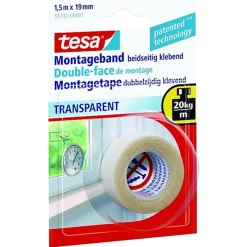 Tesa Bouw<Transparante montage tape 19mmx1.5M
