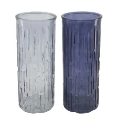 Natural Collections Vazen En Potten<Vaas glas blauw 10 x 25 cm 2 assorti