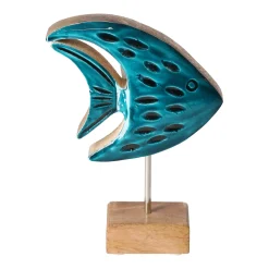 Natural Collections Woondecoratie<Vis op voet 18 cm blauw