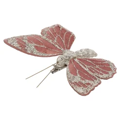 Woondecoratie|Kerstdecoratie<Vlinder donkerroze 9x12cm