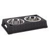 Friendly Pet Voerbak Kat<Voederbak duo vlechtwerk bruin 17cm