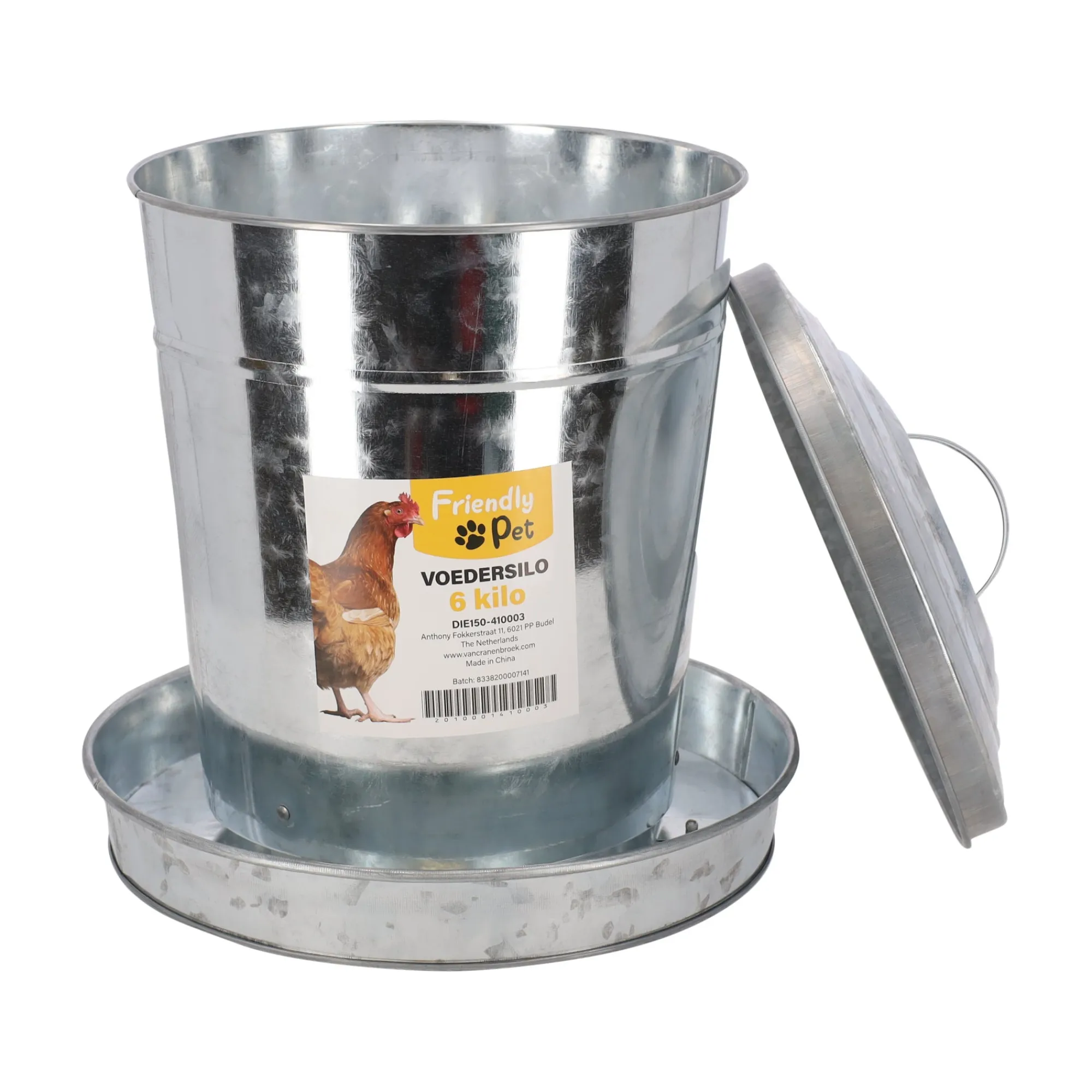 Friendly Pet Kip<Voedersilo metaal 6 kg