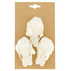 Natural Collections Woondecoratie<Vogel op clip creme 3st