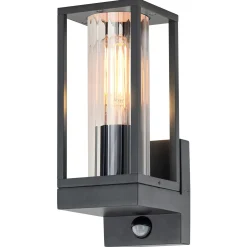 Diamant Buitenverlichting|Buitenverlichting<Wandlamp Dogato zwart + sensor