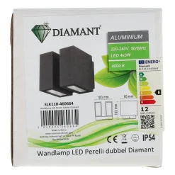 Diamant Buitenverlichting|Buitenverlichting<Wandlamp LED Perelli dubbel