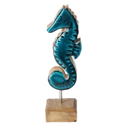Natural Collections Woondecoratie<Zeepaard op voet 18 cm blauw