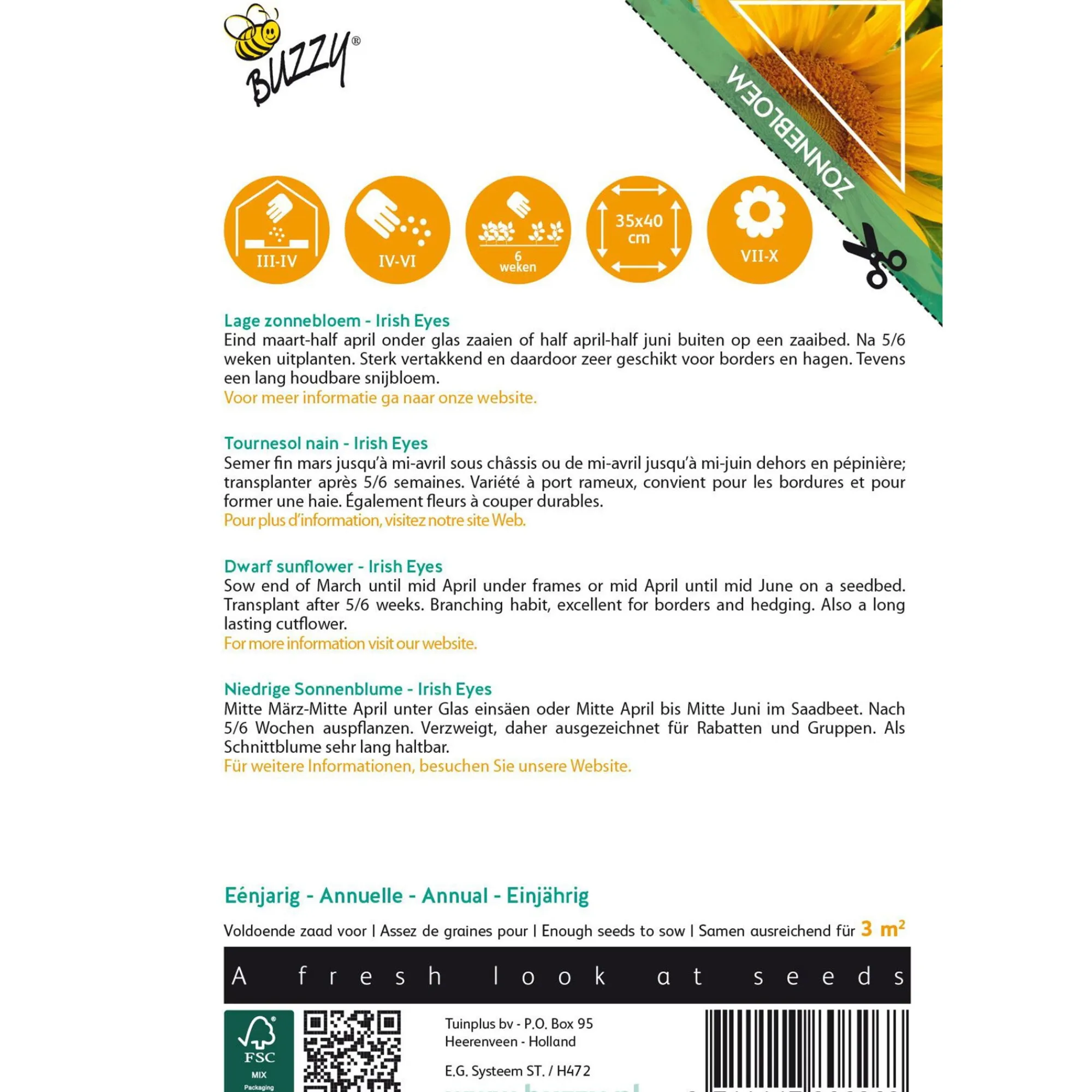 Buzzy Moestuin<Zonnebloem Irish eyes